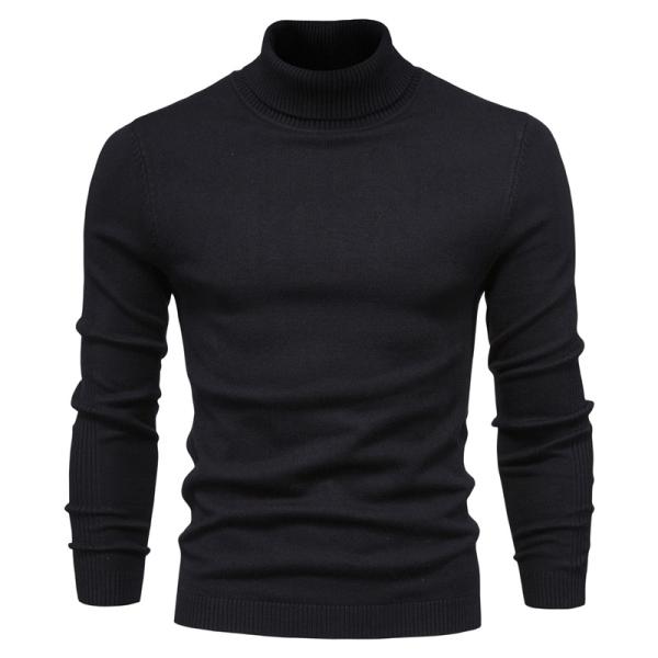 Solid Color Viscose/Cotton Pullover Sweater Slim Fit Turtleneck for Men's Casual Wear