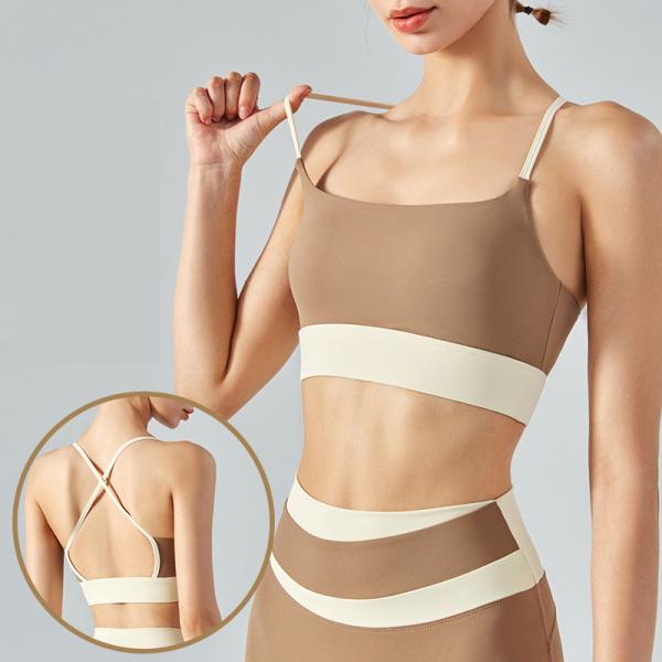 Color contrast sports bra shockproof Female Yoga vest bra with bra pad