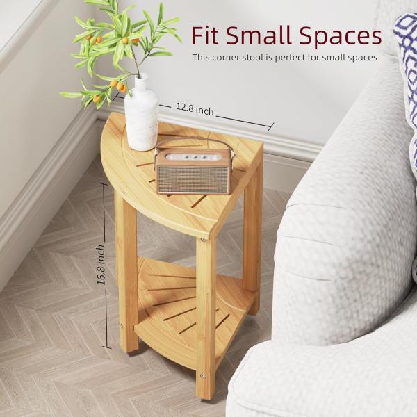 NO Folded Bamboo Bathroom Shower Stool with Shelf The Ultimate Bathroom Essential