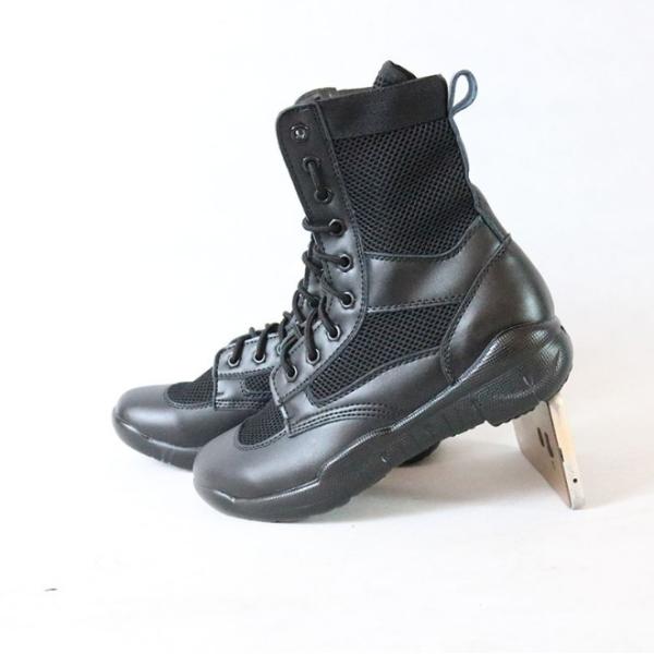 Черный неподдельный кожаный размер 38-45 ботинок боя тактический