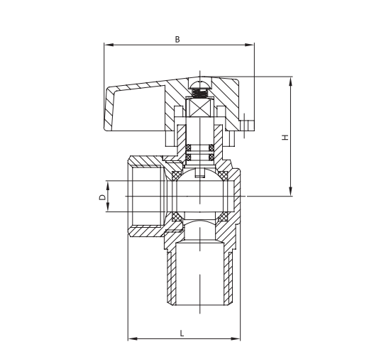 Aluminum Handle 1.6MPa Male X Female Ball Valve Dn15 16 Bar