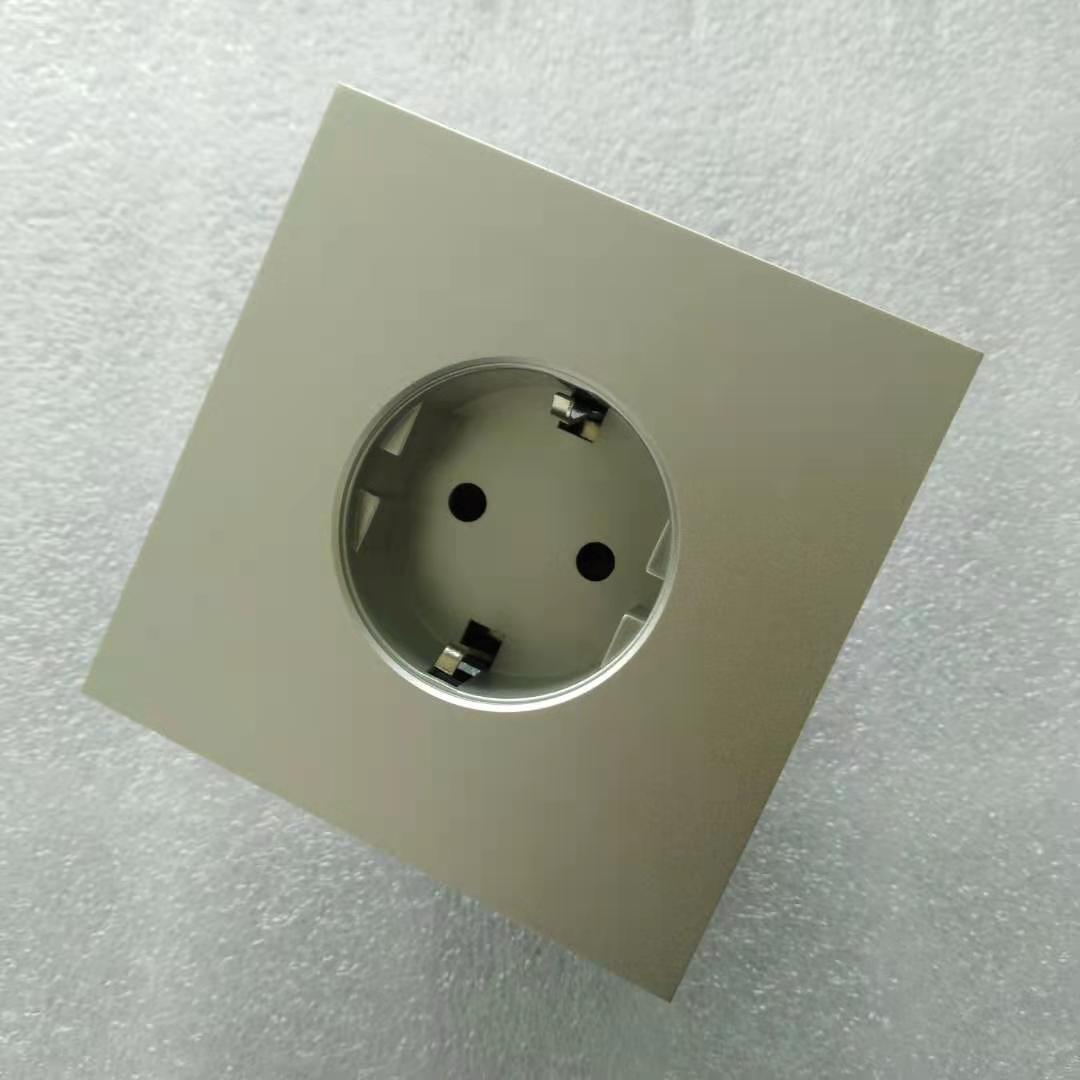 Double French or European Schuko Aluminum Wall Electrical Socket Power Outlets 16A Rated Current for Vimar or for Legrand Module