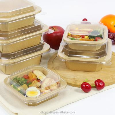 Kraft paper fast food takeaway octagonal customized eco-friendly biodegradable bowl with lid food lunch box