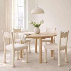 Scalloped Back Solid Wood Upholstered Dining Chair CYC-077