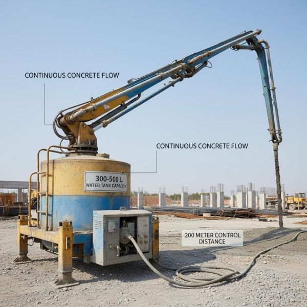 300 to 500 Liters Water Tank Capacity Used Concrete Pump Offering 200 Meter Control Distance for Continuous Concrete Flow