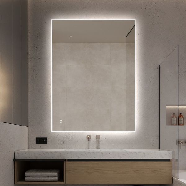 Acrylic Frame Smart Touch LED Demister Mirror , Bathroom Mirror With Lights And Demister