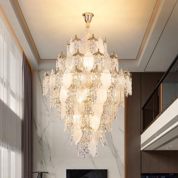 Villa dúplex escalera de diseño moderno lámpara de cristal creativa sala de estar de moda lámpara de araña grande