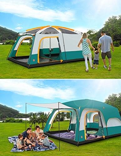 8 to 12 person Tent Triple Camping Tent Three Rooms Family Camping Tents Well-ventilated Waterproof (HT6100)