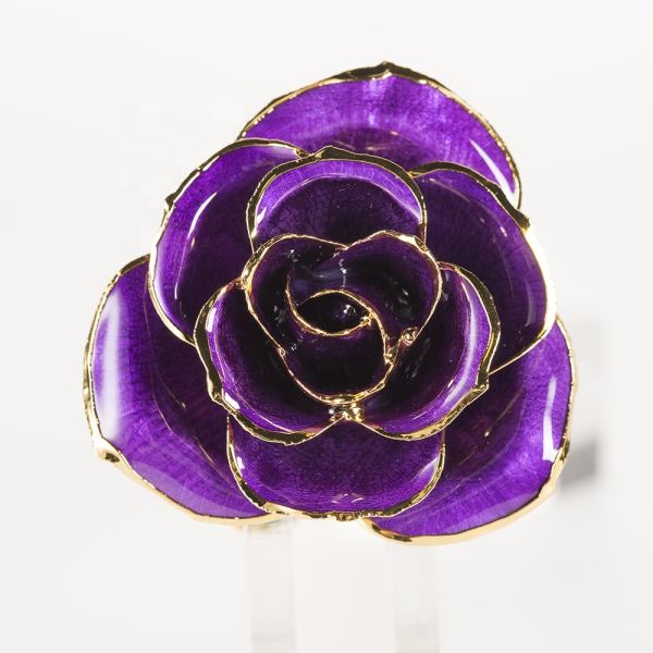 Purple Rose 24Kt Gold Dipped Natural Rose Manufacture Directly Supply  Gold Platedd Rose  for Christmas  Gift Wholesale
