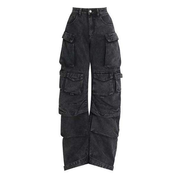 Cotton Denim Oversized Hiphop Embroiled Baggy Loose Men's Jeans for Sustainable Style