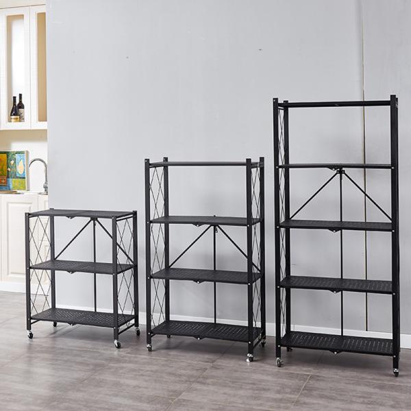 Y Free Installation 3/4/5 Layers Kitchen Shelf Floor Type Microwave Oven Rack Multi-layer Foldable Mobile with Wheel Storage