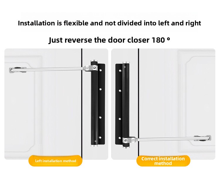 Modern Design Lightweight Stainless Steel Automatic Door Closer Adjustable Speed 180 Opening Invisible Door Spring Bathroom