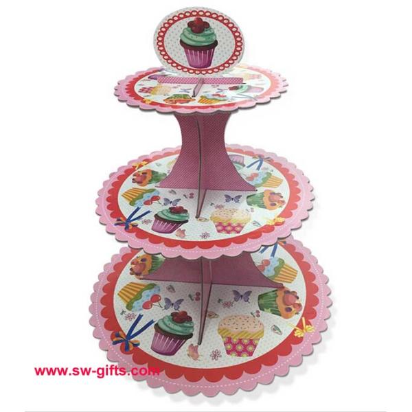 Fashion Colorful Design 3 Tier Paper Cardboard Cupcake Stand,Wholesale Wedding Cake Stand