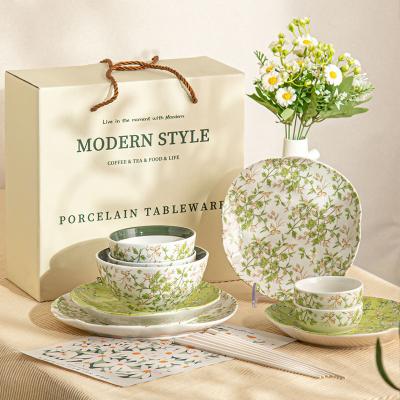 Flower Design Porcelain Tableware Set Perfect For Summer Dining And House Warming Gift