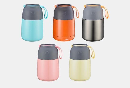 Thermos Vacuum Insulated Stainless Steel Food Jar With Folding Spoon Multi Colored
