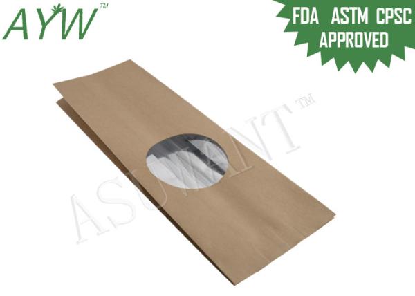 Multiple Uses Kraft Paper Bags Inside Foil / Clear Window For Dried Coffee Bean