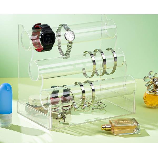Современный 3-уровневый прозрачный акриловый стеллаж браслет держатель Lucite ювелирный организатор OEM