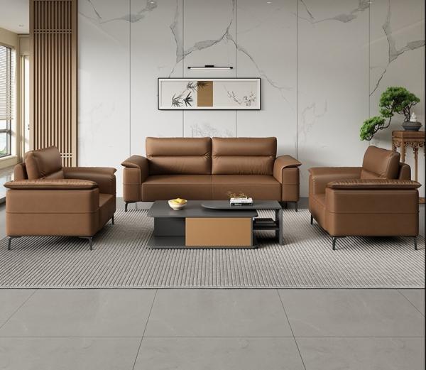 Sofá de couro de luxo Sofá seccional italiano Sofá de escritório Sala de espera Sofá de escritório Mobiliário de escritório comercial Sofá de recepção