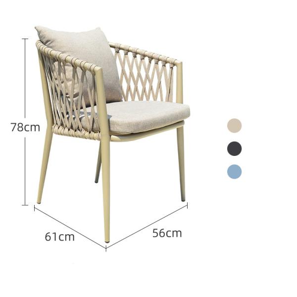 All Weather Aluminum Rope Wicker Weave Outdoor Furniture Patio Restaurant Cafe Garden Chairs for Dining
