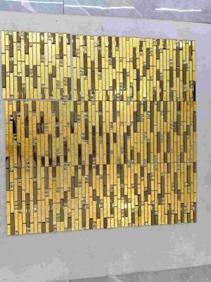 Gold color Wholesale Electroplate Design Decorative Backsplsah Wired Glass Mosaic Tile