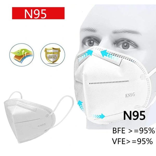 Safety N95 Face Mask Surgical Disposable Dust Masks 3 Ply Foldable Design