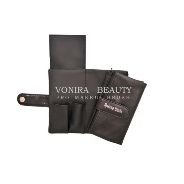 Bourse cosmétique noire de voyage de support de crayon de sac d'embrayage de petit pain de maquillage de poche d'unité centrale