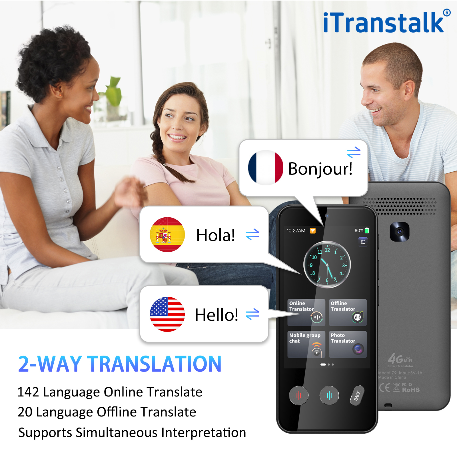 4G Simcard ChatGPT Translator Device Network Sharing For Meeting Travel Study