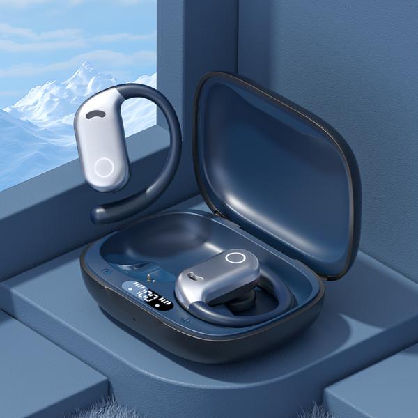 ETEK Waterproof LED Display Earphones, Bluetooth 5.4 , 50mAh earphone cell + 300mAh case (protective board), F14.2 speaker