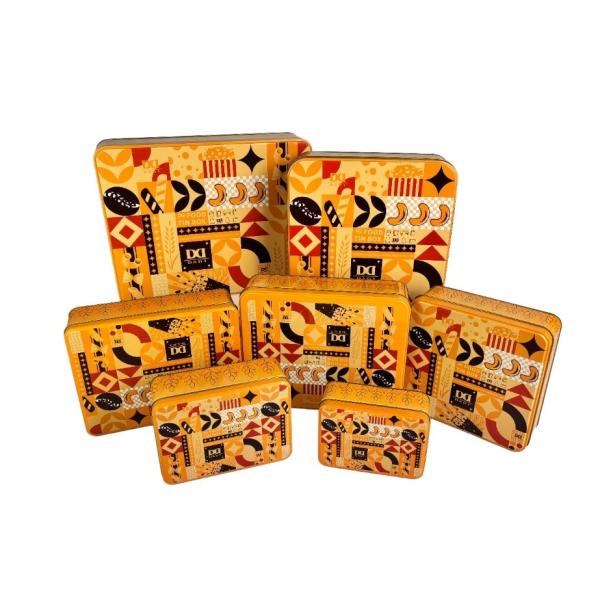 DADI Matt Oil Frosted Sensation Biscuit Tin Box Square Rectangle Snack Tin Box