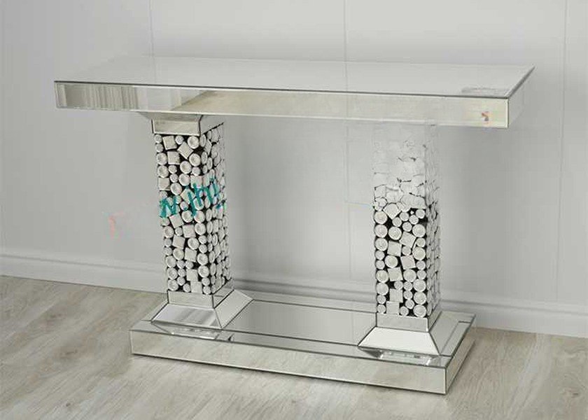 Silver Mirror Finish MDF Material Console Table 118x33.5x79cm Entryway Table