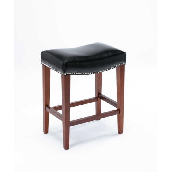 Les tabourets de bar en cuir de noir de W50.5cm D33.5cm ont placé de 2 avec la