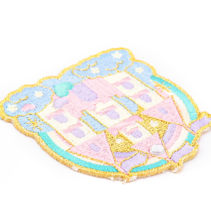 Embroidered  Colored Castle Patch With Rhinestone Patch Iron on Patches for  Hats Clothing