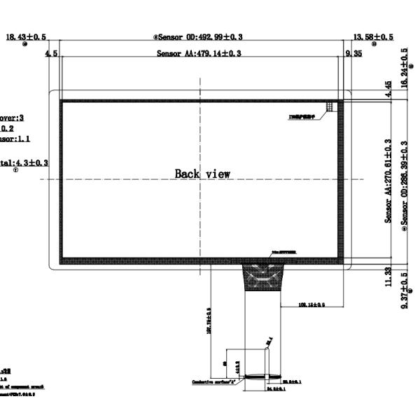 21.5 Inch Projected Capacitive Touch Panel with 5 Pins 35000K Touch Times Provide bonding complete machine or module