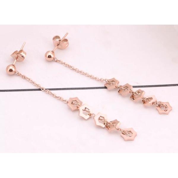 Tassel Earrings for Women Rose Gold Color Plating Stainless Steel Earrings Hexagonal Star Drop Earrings Fashion Jewelry
