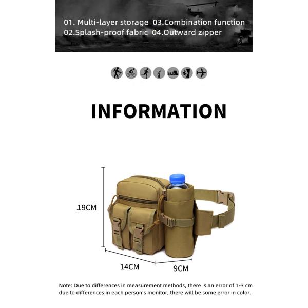 Abrasion Resistant Detachable Tactical Waist Bag 800D Oxford