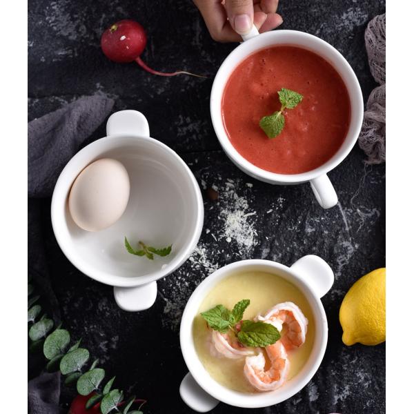 Restaurants Savall Ears Round White Porcelain Dessert Bowls Customized