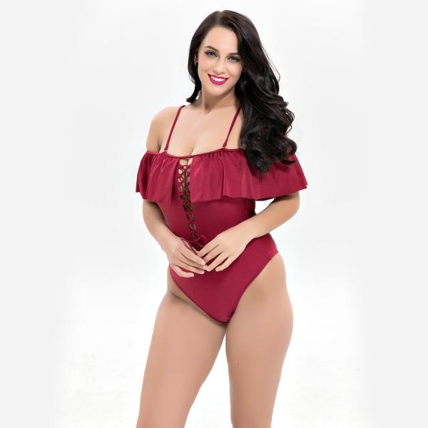 One Piece Swimsuit Sexy Swimwear Women Hollow Out Bandage Strap U-back Solid color1927