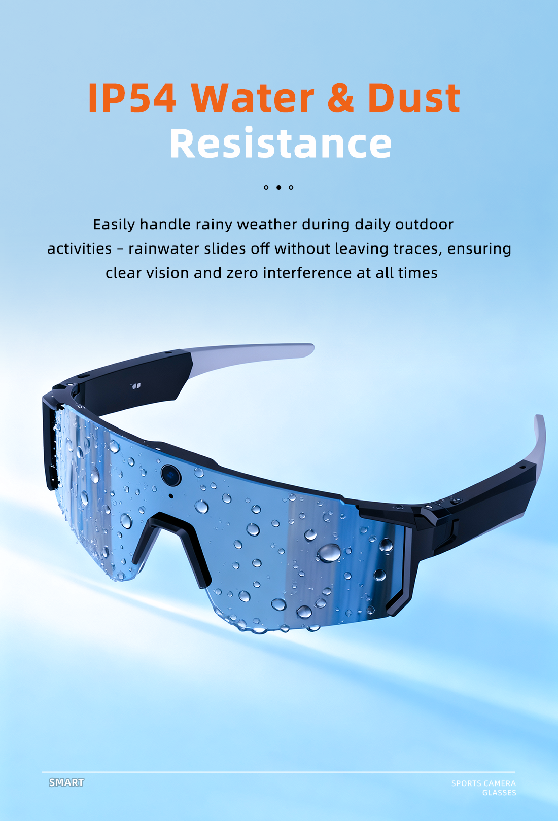 V06 Smart Glasses-1200P Video AI Object Recognition IP54 Waterproof Magnetic Charging Voice Control Semi-Open Stereo