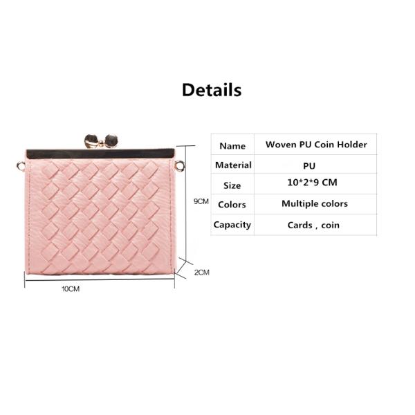 BM 10x2x9cm Zippered Coin Purse Woven Pu Leather ISO9001