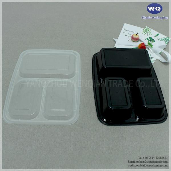 Diposable 3-Compartments Takeaway Plastic Food Container Disposable Food Grade PP Fast Food Box Food Usage Fast Food Box
