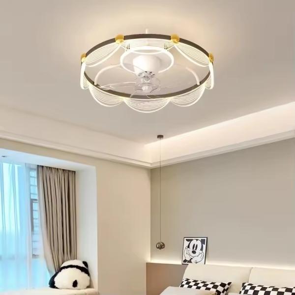 SENKAI Французский кремный стиль спальная лампа Творческий потолочный фан-лампа Теплая и романтичная мастер спальная студия фан-лампа