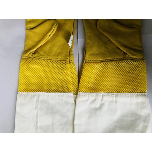 Yellow safety gloves for beekeeping With White Ventilated Wrist