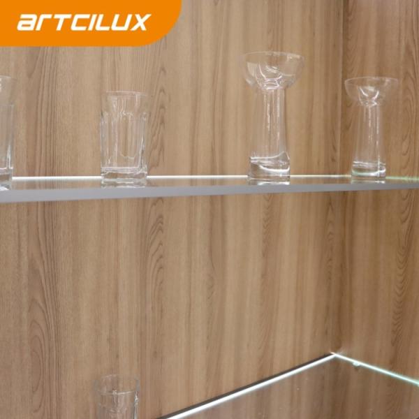 A2107 LED Glass Clip Light 300-2700 length x9.7 width x15mm height Aluminum PC DC12V/24V 7.5W/m 2835/120PCS/M 3000/4000/6000K