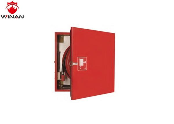 Mild Steel Red Fire Hose Reel With Pipe And Nozzle / Fire Hose Valve Cabinets