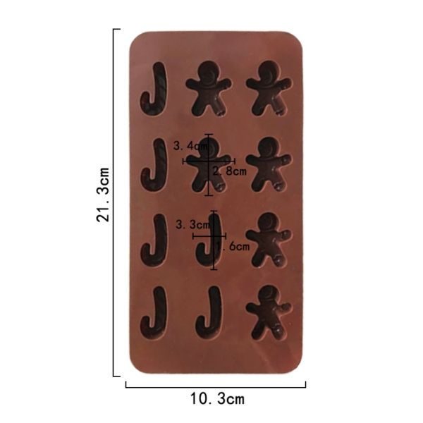 Cake Tools Silicone Moulds Food Grade Eco Friendly 3D Gingerbread Man Chocolate Mold Rectangle Christmas Cartoon Kitchen Baking DIY Halloween Set
