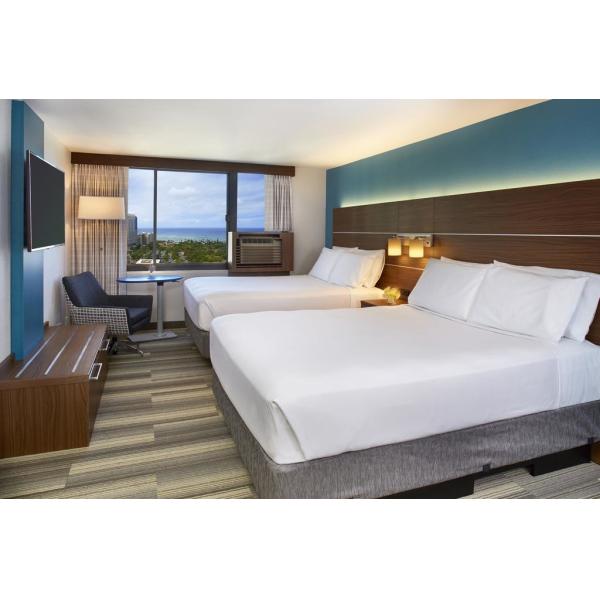 Hotel Room Interior by China Hotel furniture liquidators made Laminated Oak wood Headboard with Upholstered Bedstead