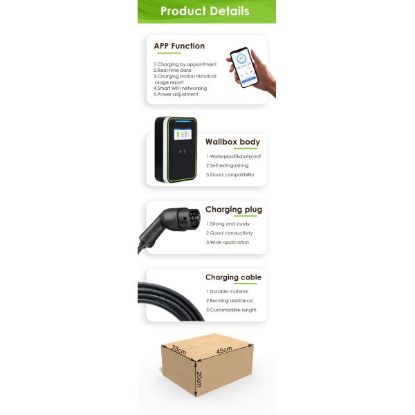 Electric Car Wallbox Charger Pulsar Plus PC body With App ev charger wallbox 7kw earth leakage protection OEM ODM