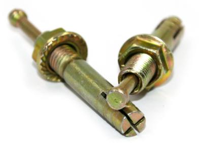 Flange Head Hex Bolt Sleeve Anchor , Yellow Zinc Plated Concrete Sleeve Anchors