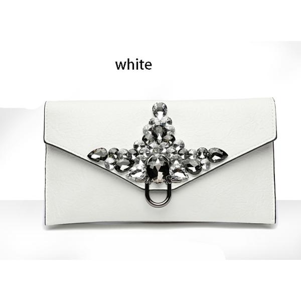 Ladies Crystal Clutch Bag Evening Wedding Rhinestone Silver Purse Chain Cross Body Bag