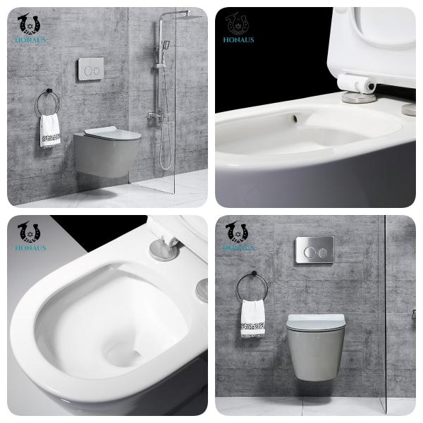 Exquisite Dual Flush Wall Hung Commode Hotel Concealed Cistern WC No Stains